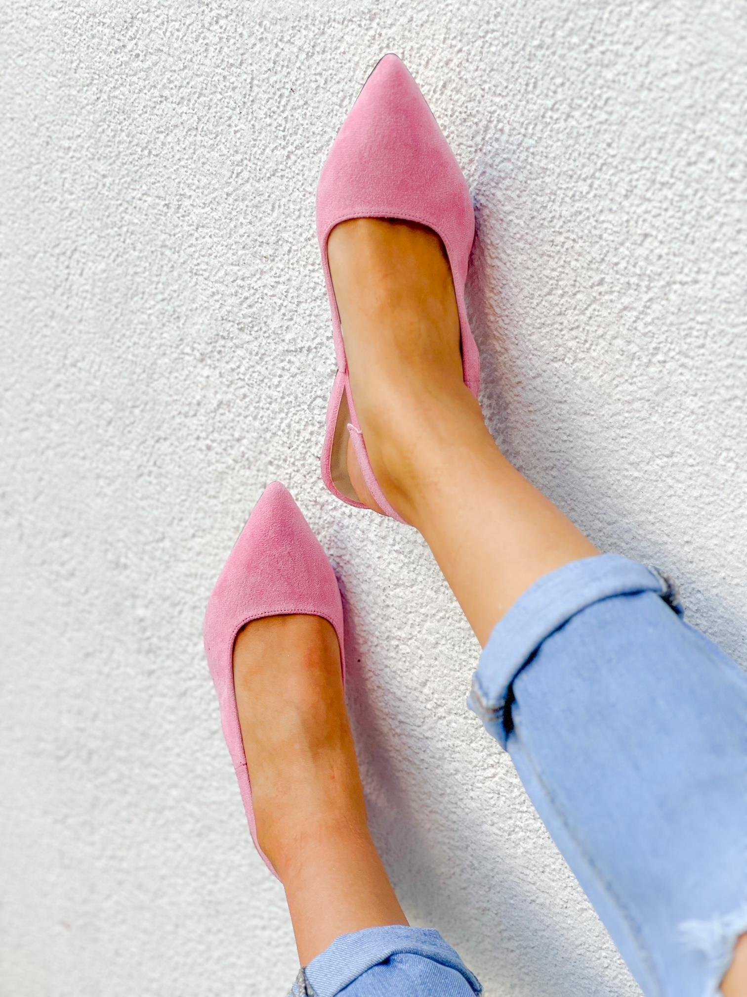 MARİA PEMBE SÜET TOPUKLU SANDALET AYAKKABI