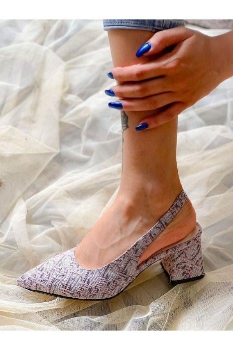 MARİA PUDRA KETEN TOPUKLU SANDALET AYAKKABI