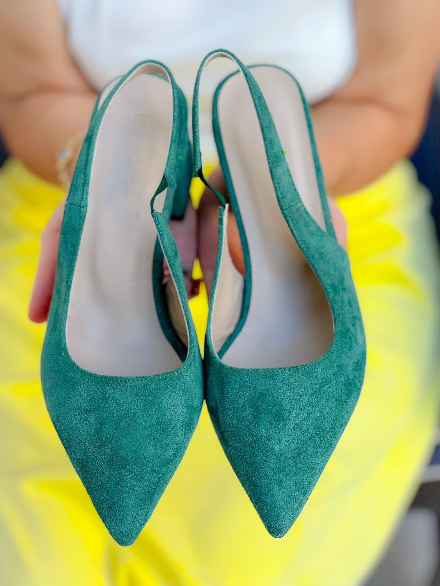 MARİA YEŞİL SÜET TOPUKLU SANDALET AYAKKABI