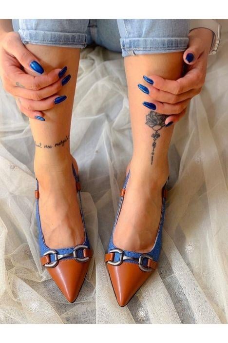 MARTIN KOT TABA DERI TOKALI TOPUKLU SANDALET AYAKKABI