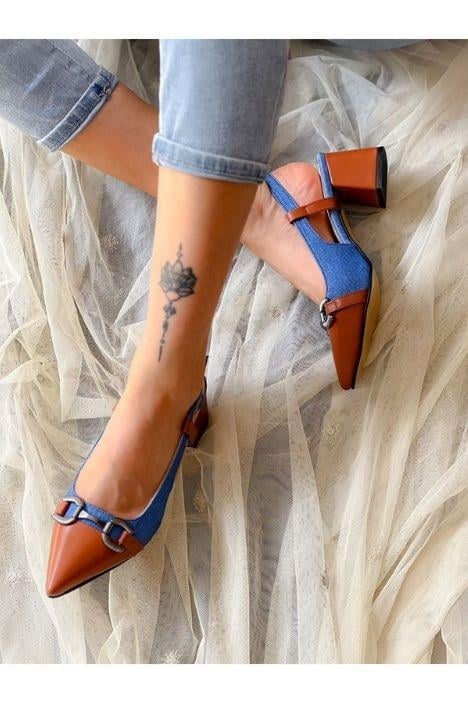 MARTIN KOT TABA DERI TOKALI TOPUKLU SANDALET AYAKKABI