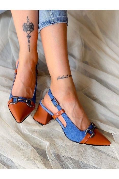 MARTIN KOT TABA DERI TOKALI TOPUKLU SANDALET AYAKKABI