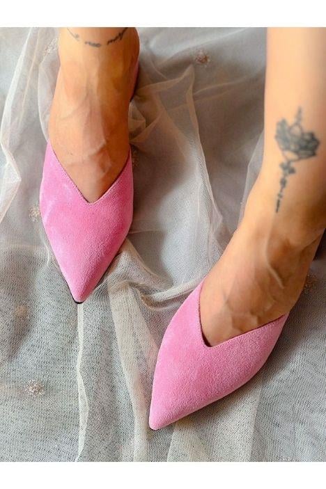 OASİS PEMBE DANA SÜET TOPUKLU TERLİK