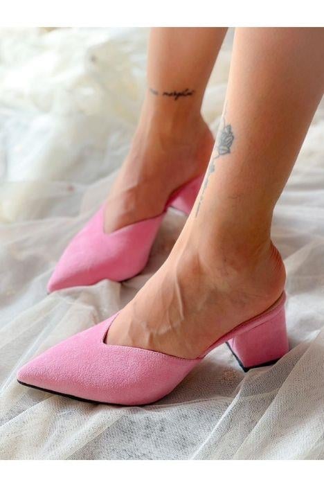 OASİS PEMBE DANA SÜET TOPUKLU TERLİK