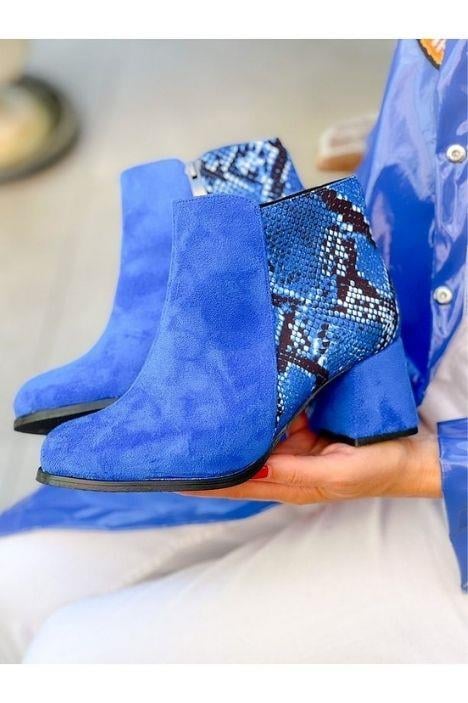 PERY SAKS DANA SÜET ARKA SAKS YILAN DERİSİ DETAYLI YUVARLAK BURUN TOPUKLU BOT BOTTİE