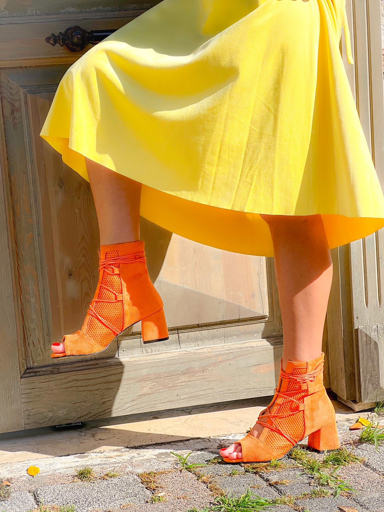 Smile Orange File Bagcikli 5 cm Topuklu Yazlik Bot