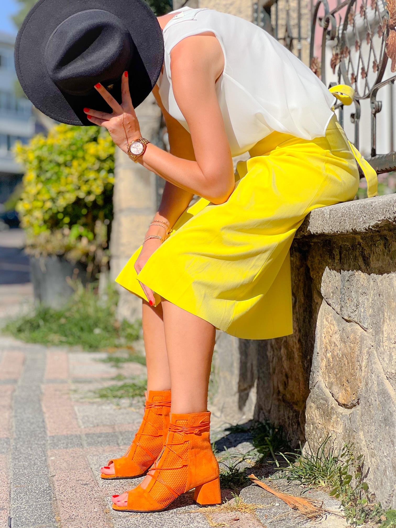 Smile Orange File Bagcikli 5 cm Topuklu Yazlik Bot