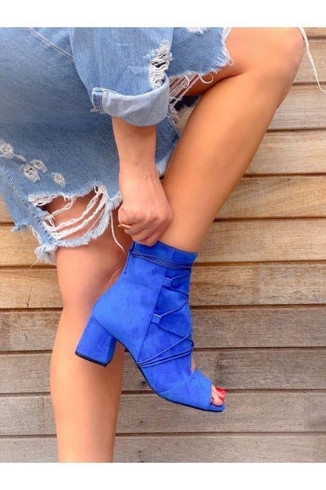 SMİLE SAKS DANA SÜET BAGCIKLI 5 CM TOPUKLU YAZLIK BOT
