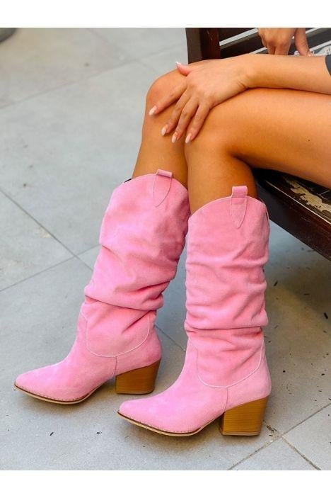 Terry Pembe Dana Süet Körüklü Dallas Çizme