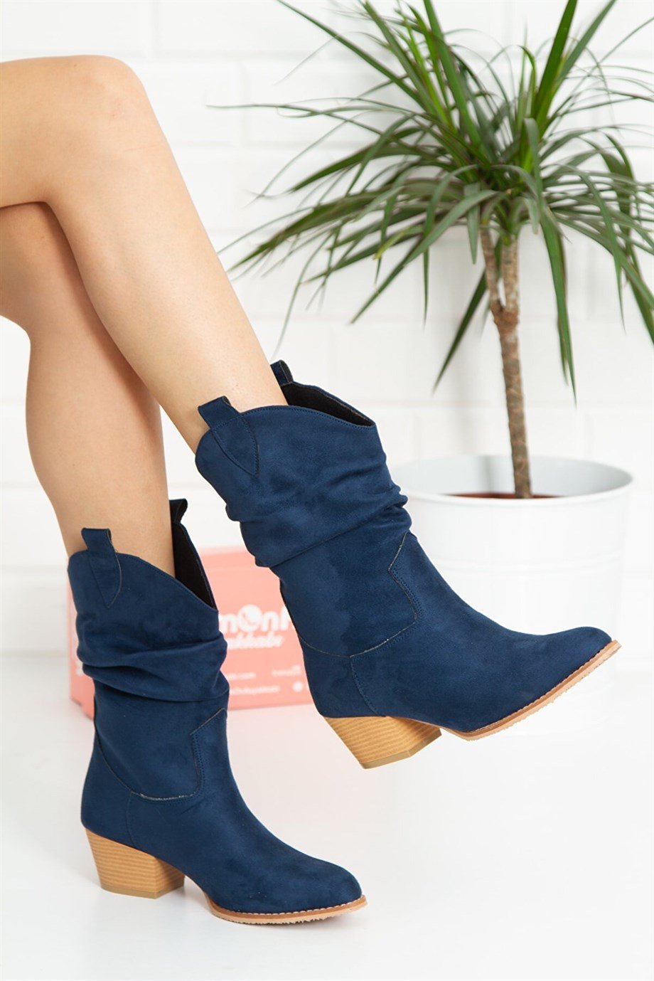 Tokyo Lacivert Lüks Süet Körüklü Dallas Kısa Bot