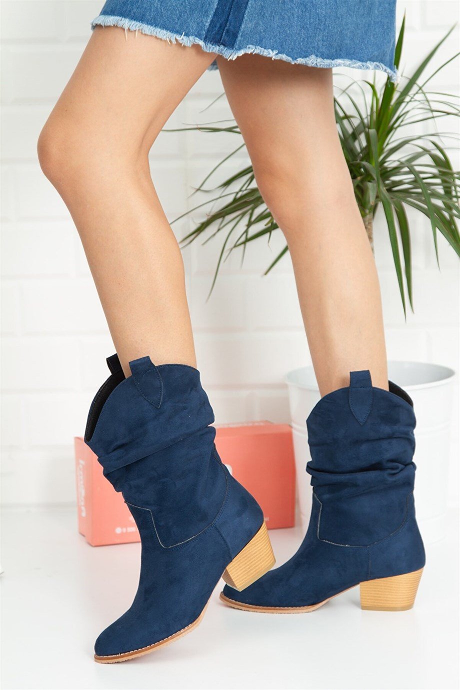 Tokyo Lacivert Lüks Süet Körüklü Dallas Kısa Bot
