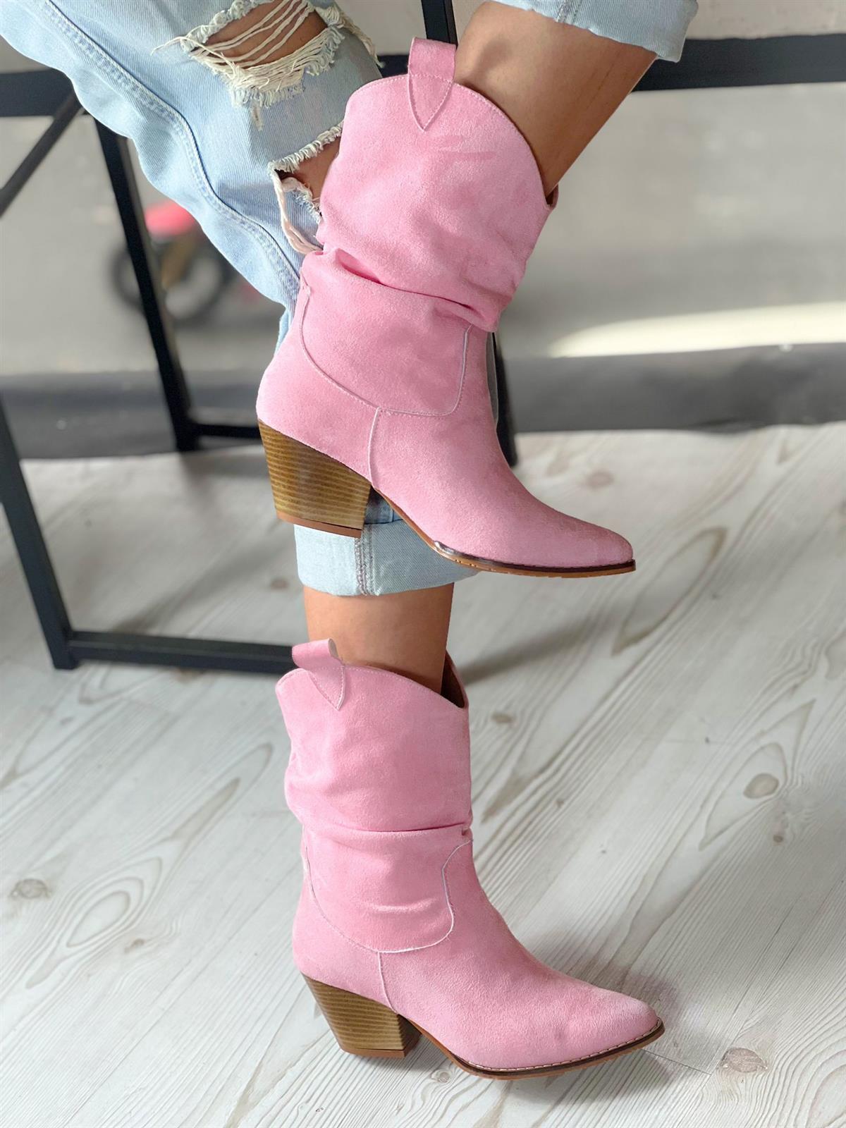 TOKYO PEMBE SÜET KÖRÜKLÜ DALLAS KISA BOT
