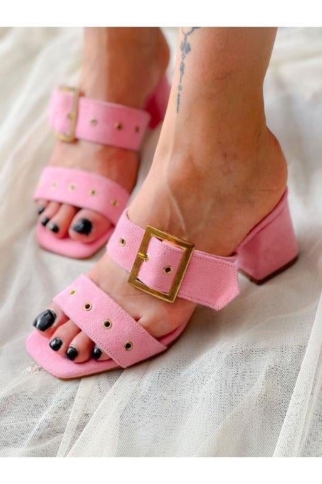 TWEE PEMBE DANA SÜET ZIMBALI TOPUKLU TERLİK