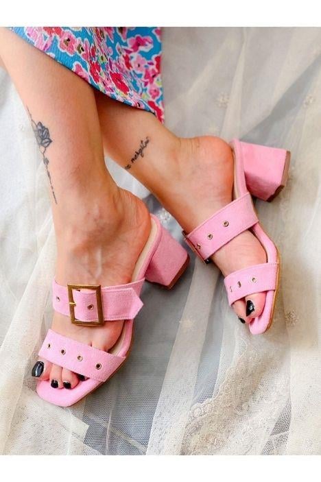 TWEE PEMBE DANA SÜET ZIMBALI TOPUKLU TERLİK