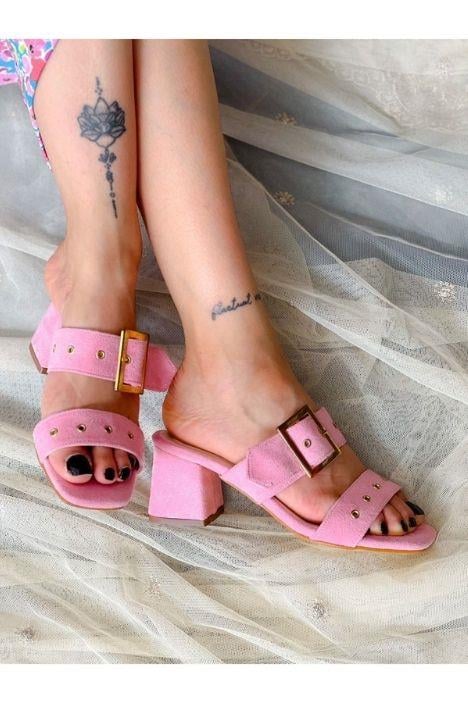 TWEE PEMBE DANA SÜET ZIMBALI TOPUKLU TERLİK