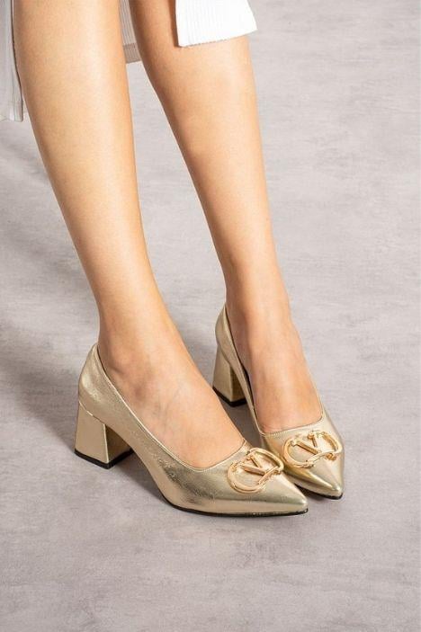 VALENKA GOLD METAL TOKALI TOPUKLU STİLETTO