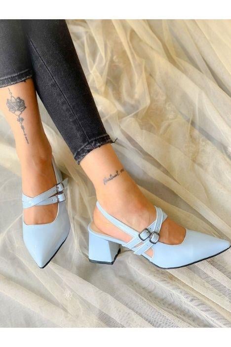 VERONİKA BEBEK MAVİ RUGAN 2 TOKALI KISA ÖKÇE SANDALET