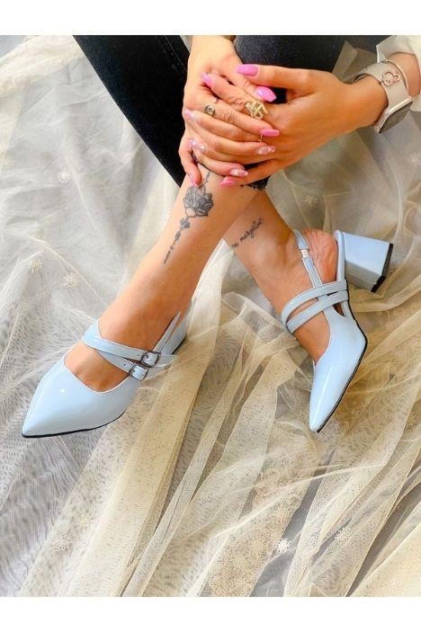 VERONİKA BEBEK MAVİ RUGAN 2 TOKALI KISA ÖKÇE SANDALET