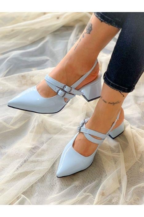 VERONİKA BEBEK MAVİ RUGAN 2 TOKALI KISA ÖKÇE SANDALET