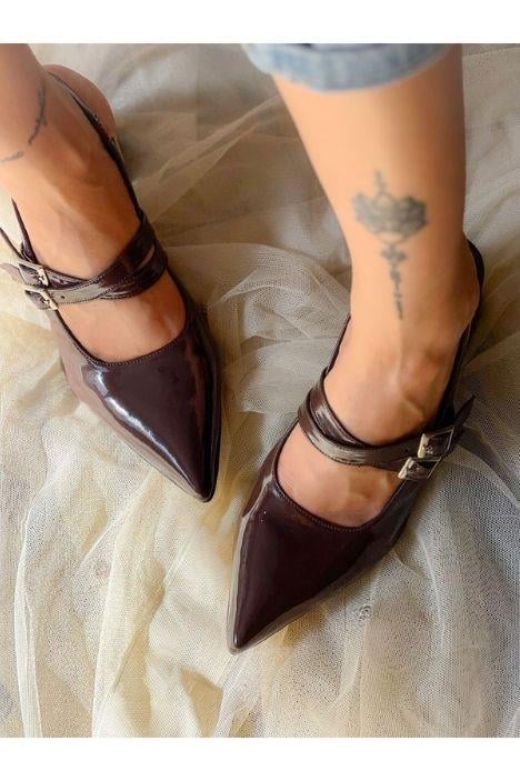 VERONİKA KAHVE RUGAN 2 TOKALI KISA ÖKÇE SANDALET