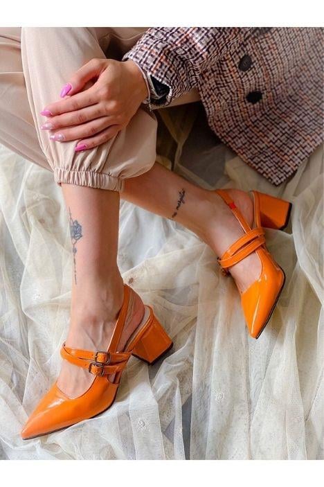 VERONİKA ORANGE TURUNCU RUGAN 2 TOKALI KISA ÖKÇE SANDALET