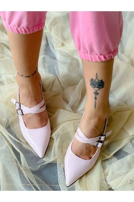 VERONİKA PUDRA RUGAN 2 TOKALI KISA ÖKÇE SANDALET