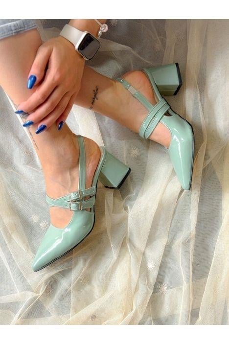 VERONİKA YEŞİL RUGAN 2 TOKALI KISA ÖKÇE SANDALET