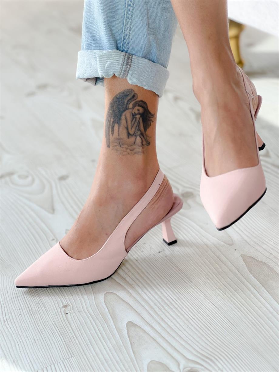 ZARİ PUDRA TOPUKLU AYAKKABI