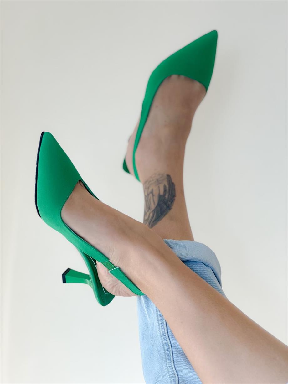 ZARİ YEŞİL TOPUKLU AYAKKABI