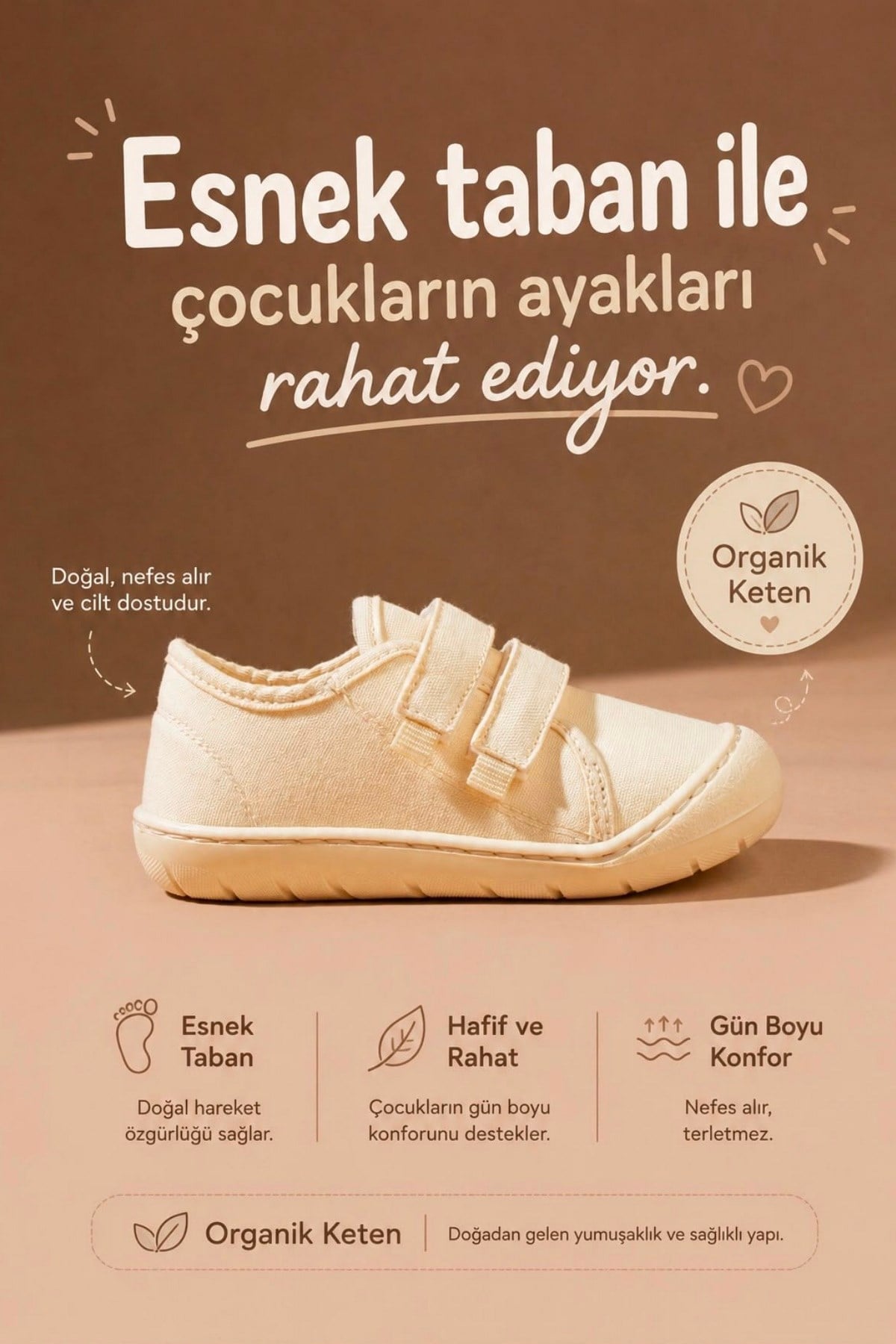 Esnek Taban Kreş Ayakkabısı Krem