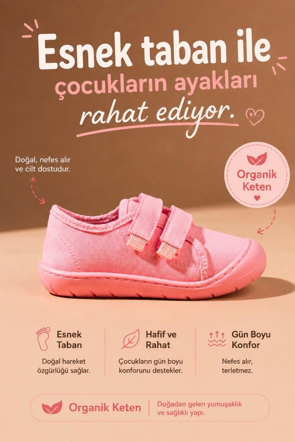 Esnek Taban Kreş Ayakkabısı Pembe