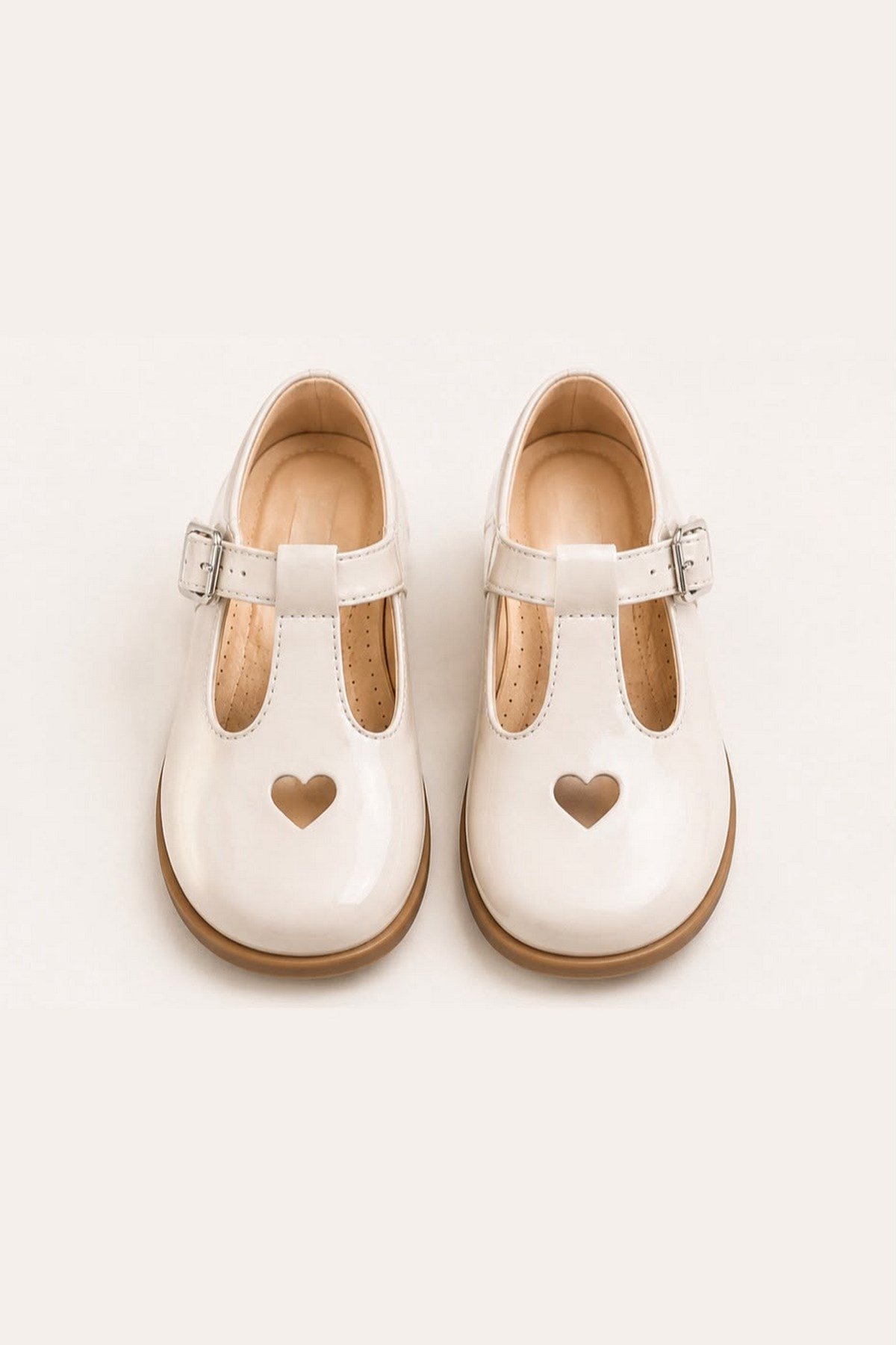 Kalp Model Kız Çocuk Ayakkabı Ekru