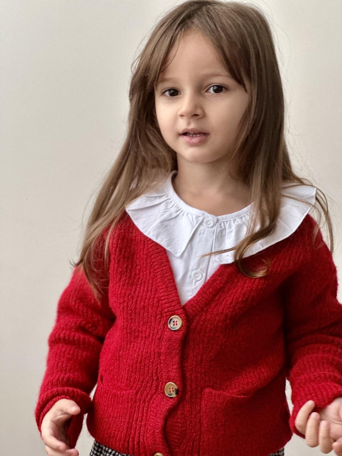 Kırmızı Yumuşak Triko Kız Çocuk Hırka