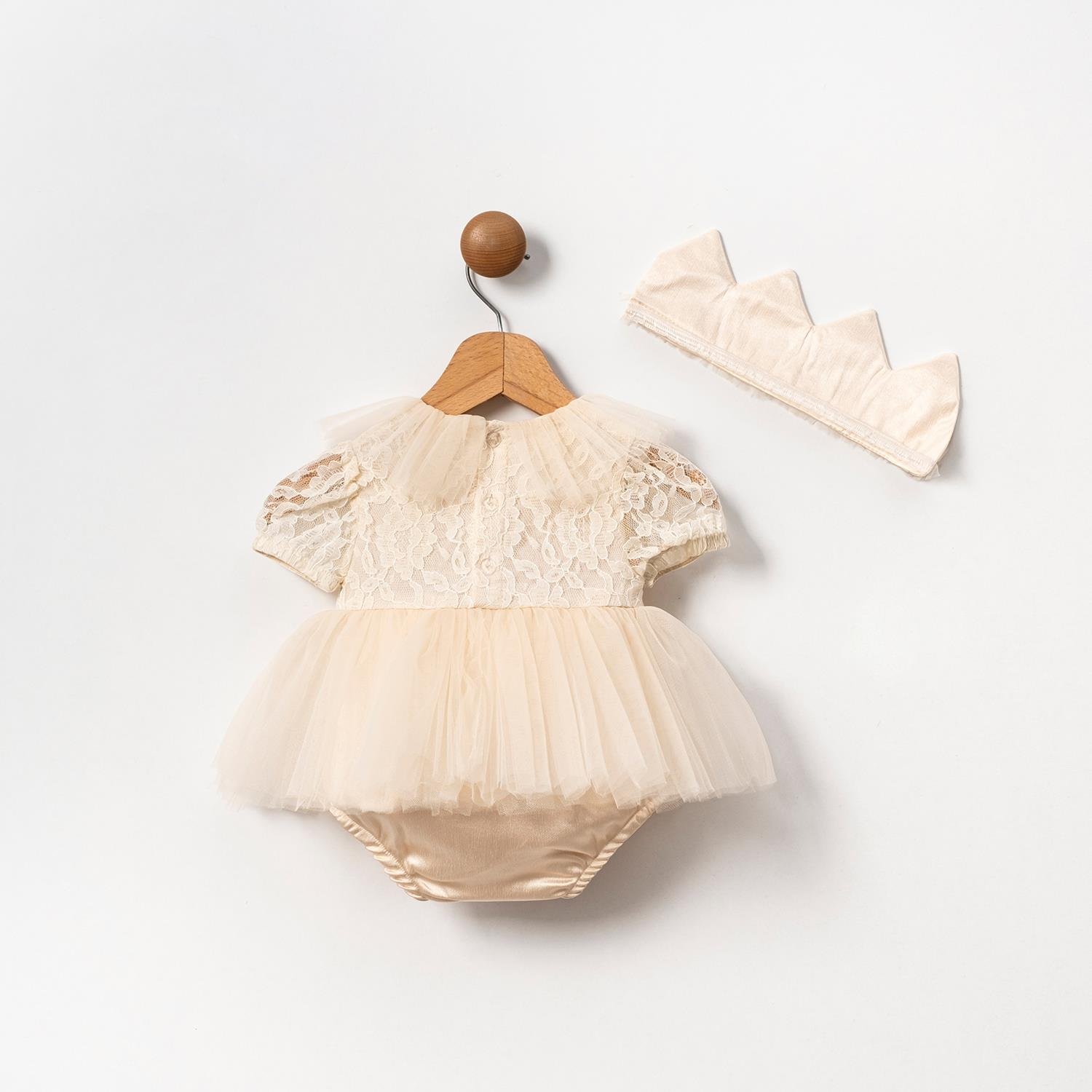 Princess Kız Bebek Romper Bej