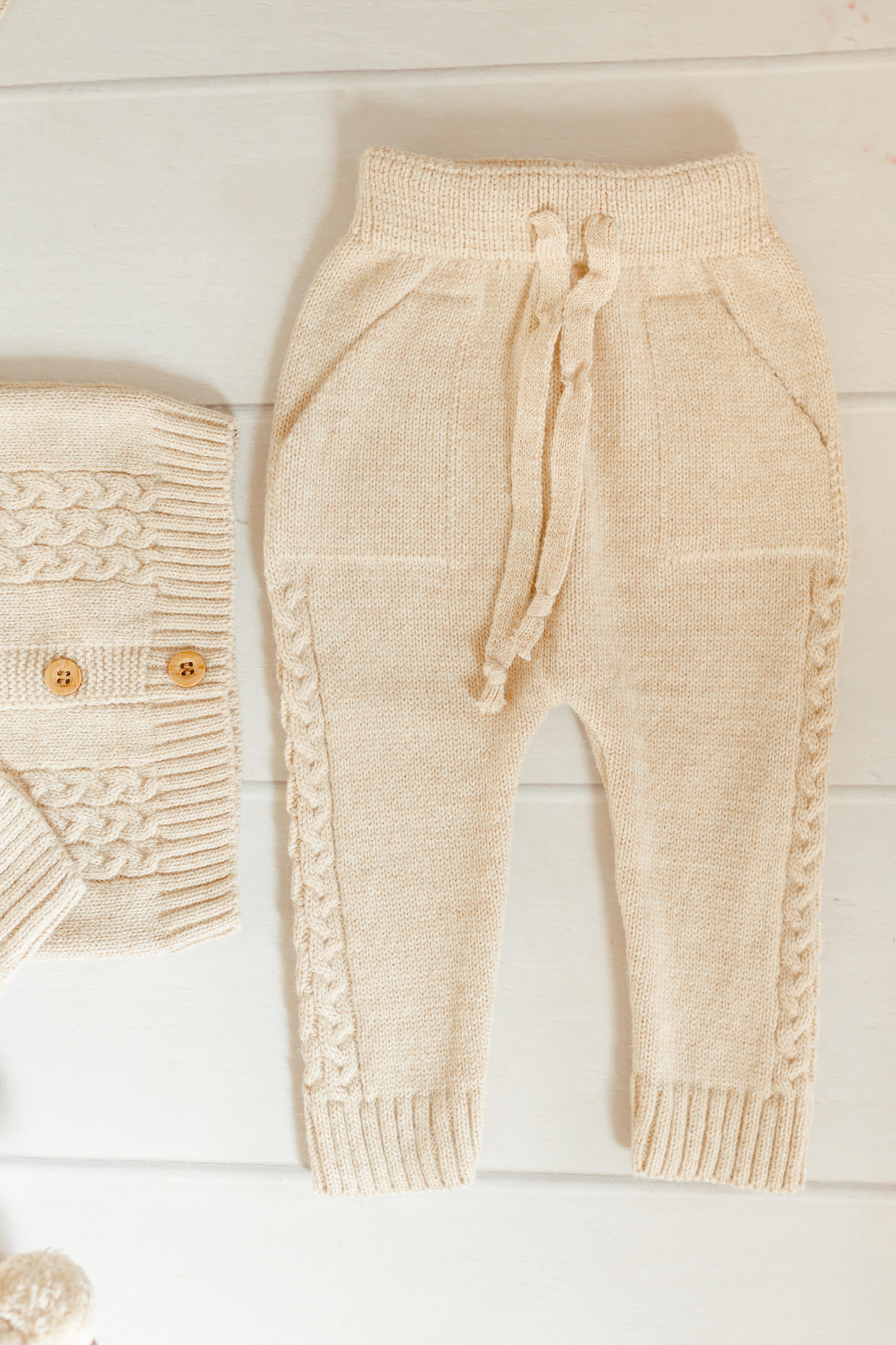 Saç Örgü Triko Bereli Alt Üst Takım Bej