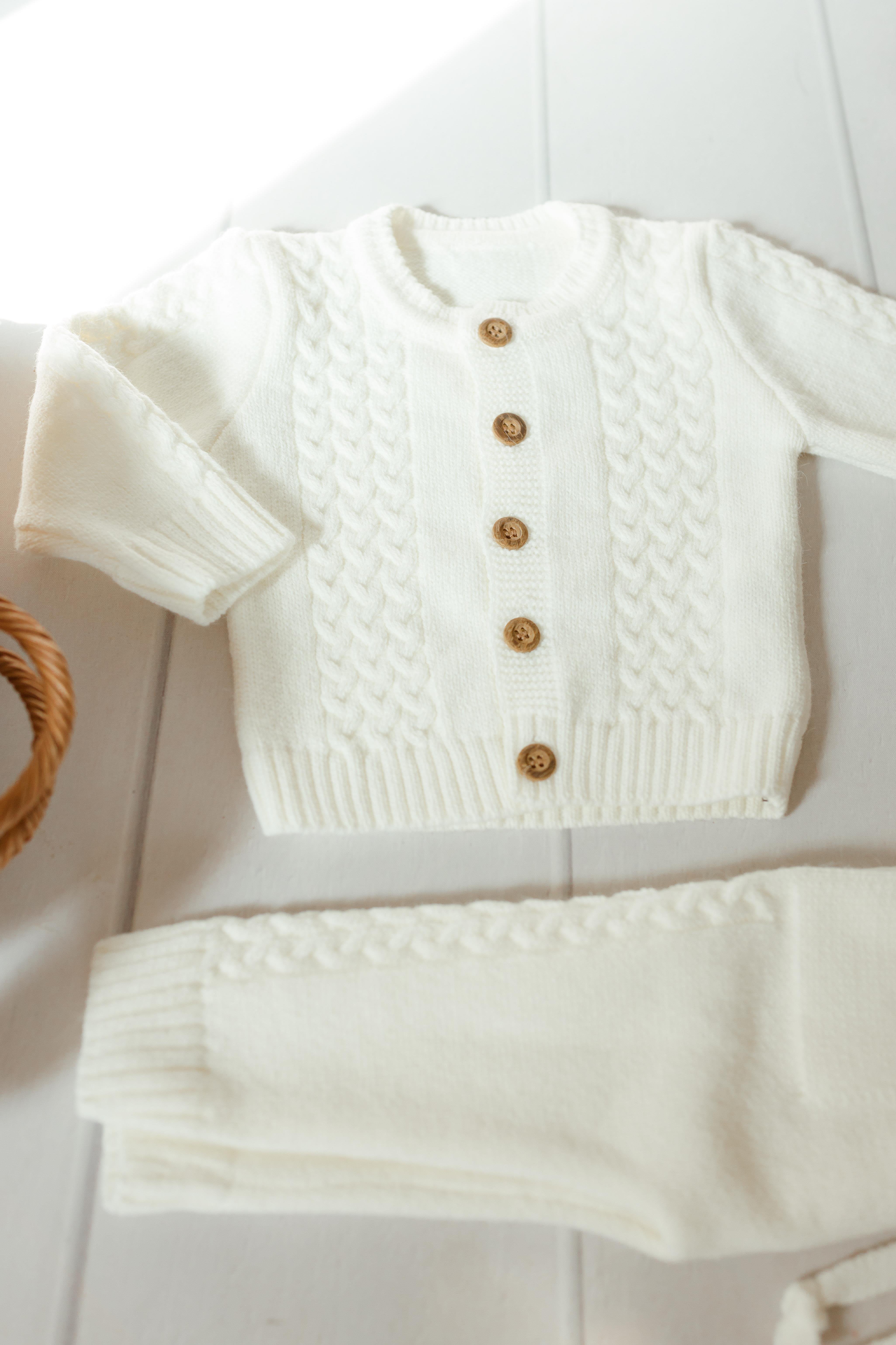 Saç Örgü Triko Bereli Alt Üst Takım Ekru