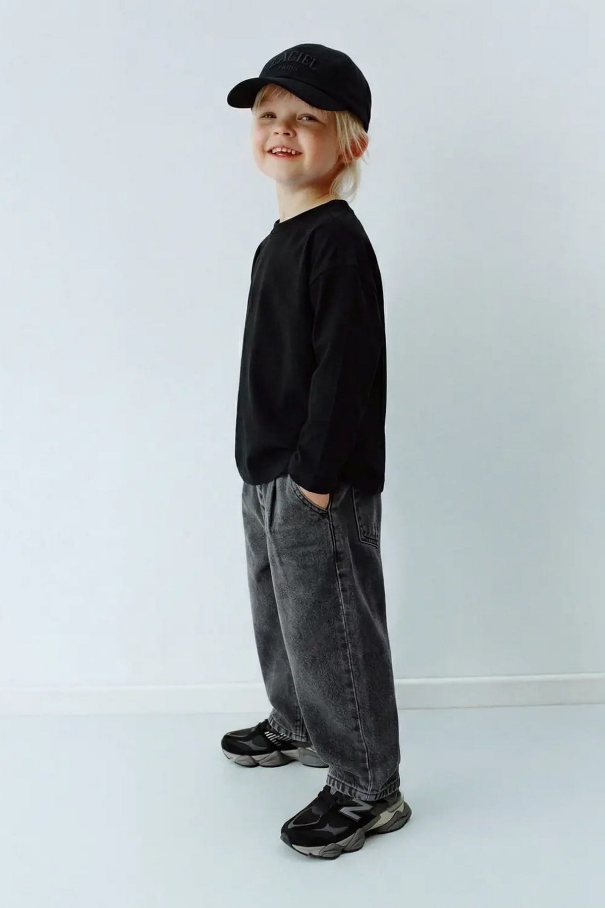 Unisex Antrasit Balloon Jeans