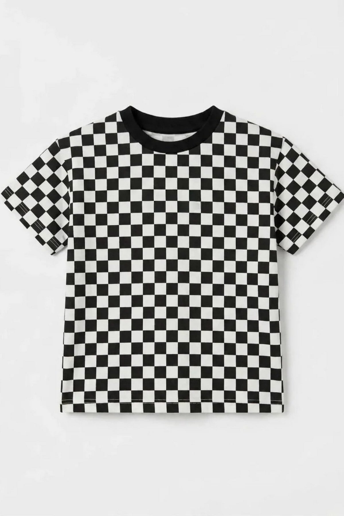 Unisex Çocuk Damalı Tshirt