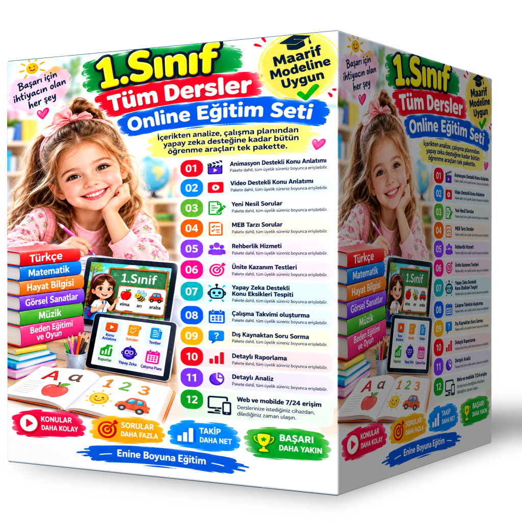 1. Sınıf Tüm Dersler Online Eğitim Seti – Maarif Modeline Uygun