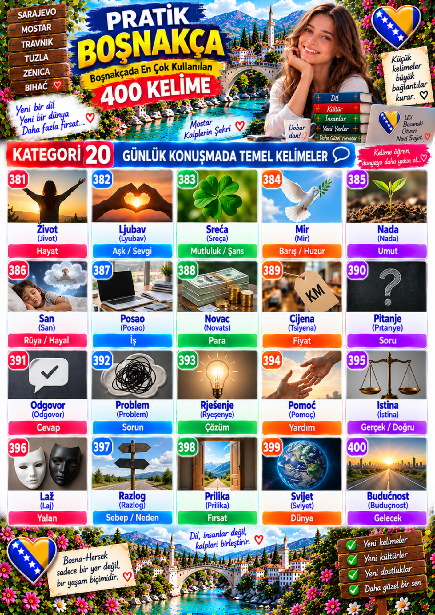 100 Derste Pratik Boşnakça Öğreten Kitap 
