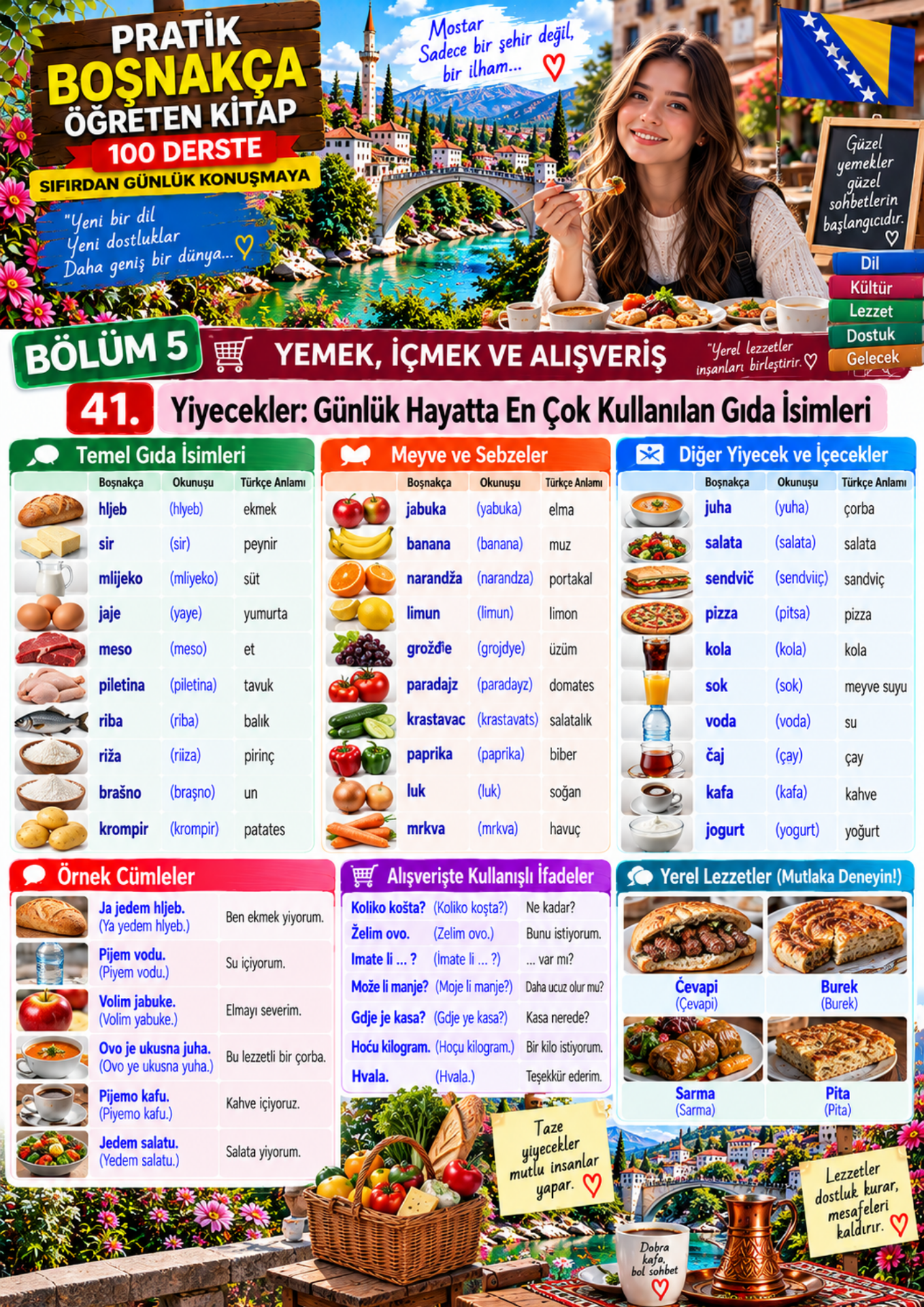 100 Derste Pratik Boşnakça Öğreten Kitap 