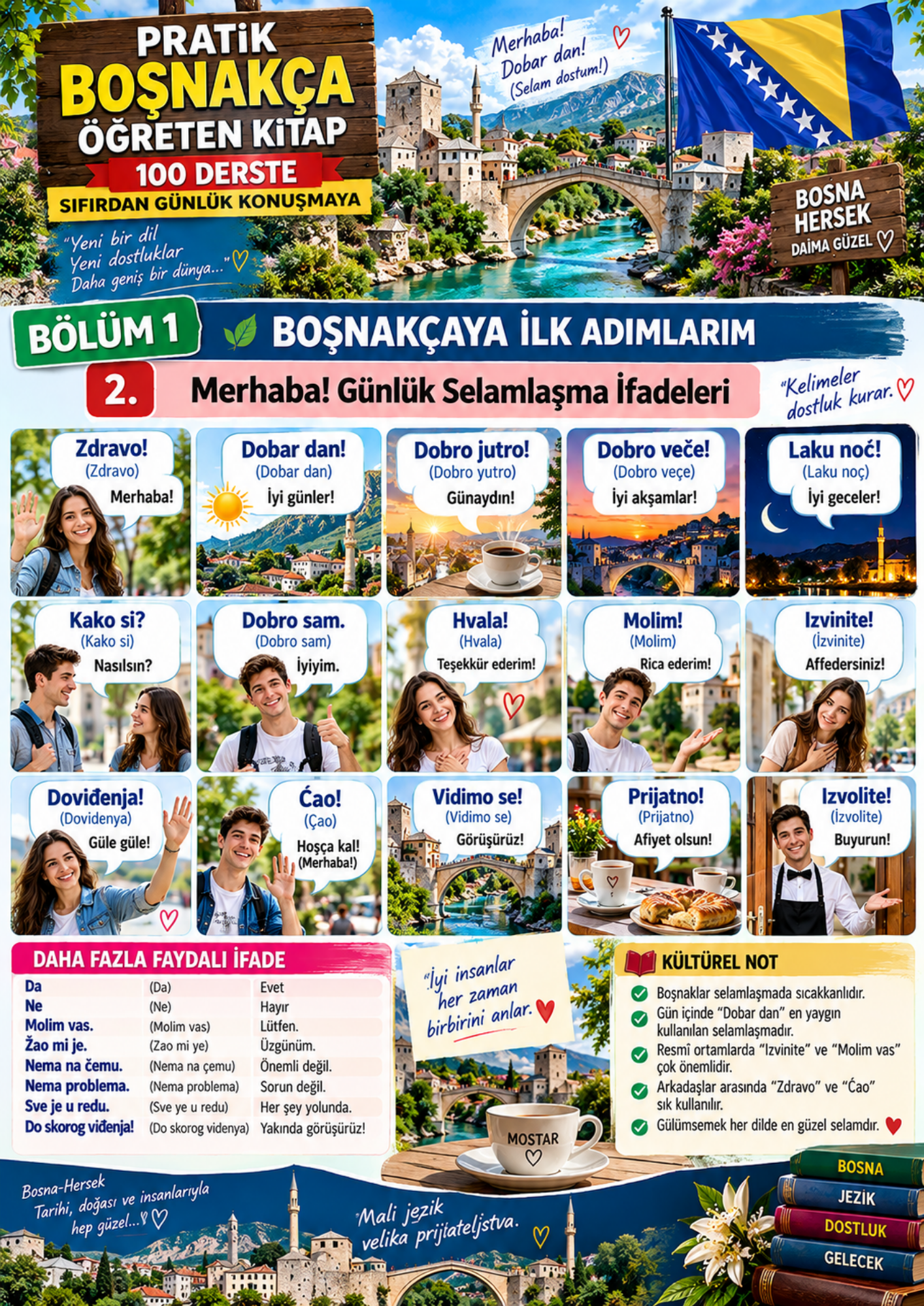 100 Derste Pratik Boşnakça Öğreten Kitap 