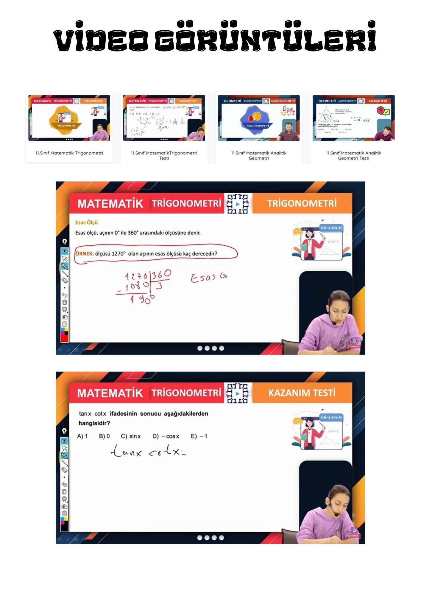 11. Sınıf Matematik Online Görüntülü Eğitim Seti