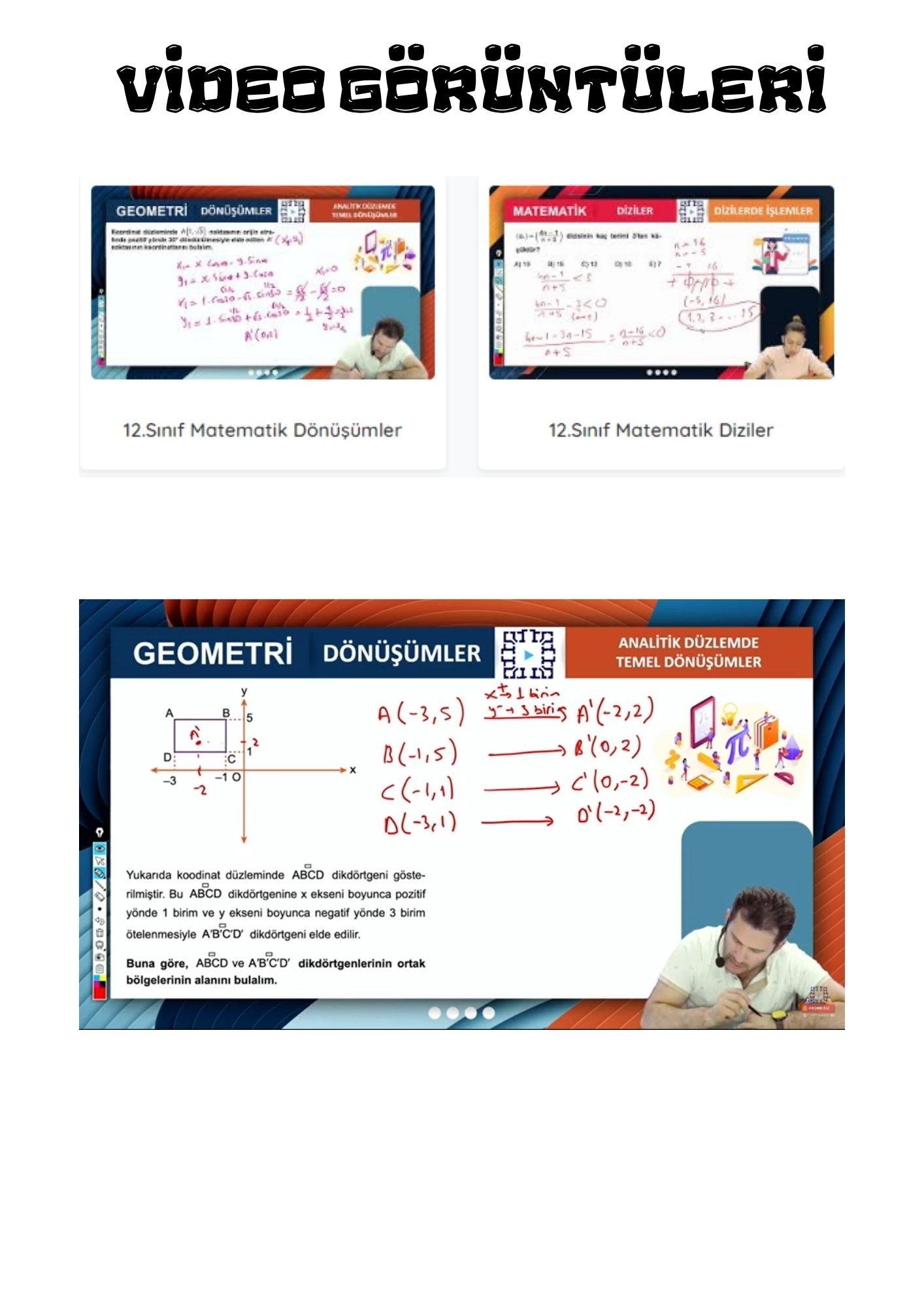 12. Sınıf Matematik Online Görüntülü Eğitim Seti