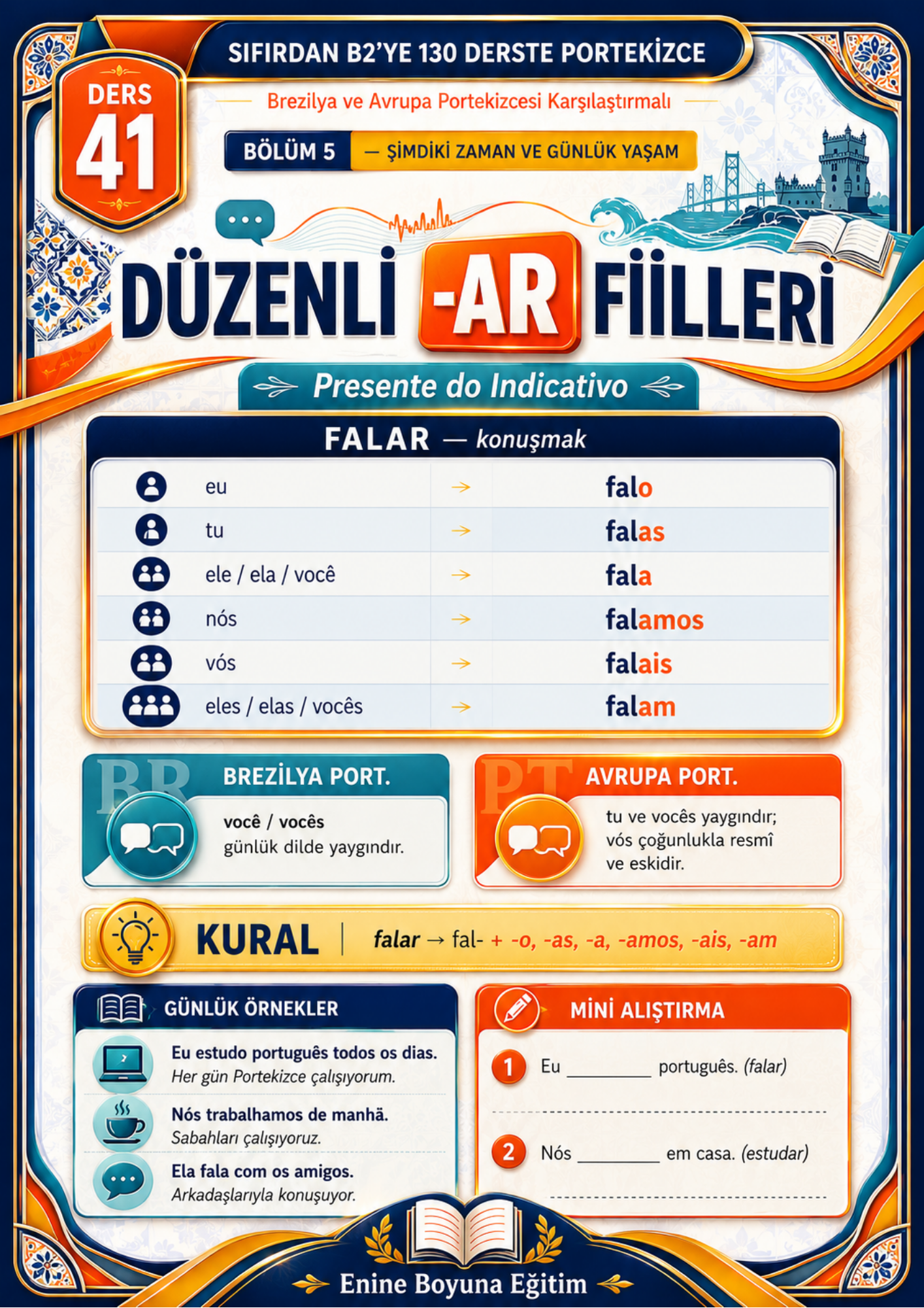 130 Derste Portekizce Öğreniyorum A1-A2-B1-B2 | Sıfırdan B2 Portekizce Eğitim Kitabı