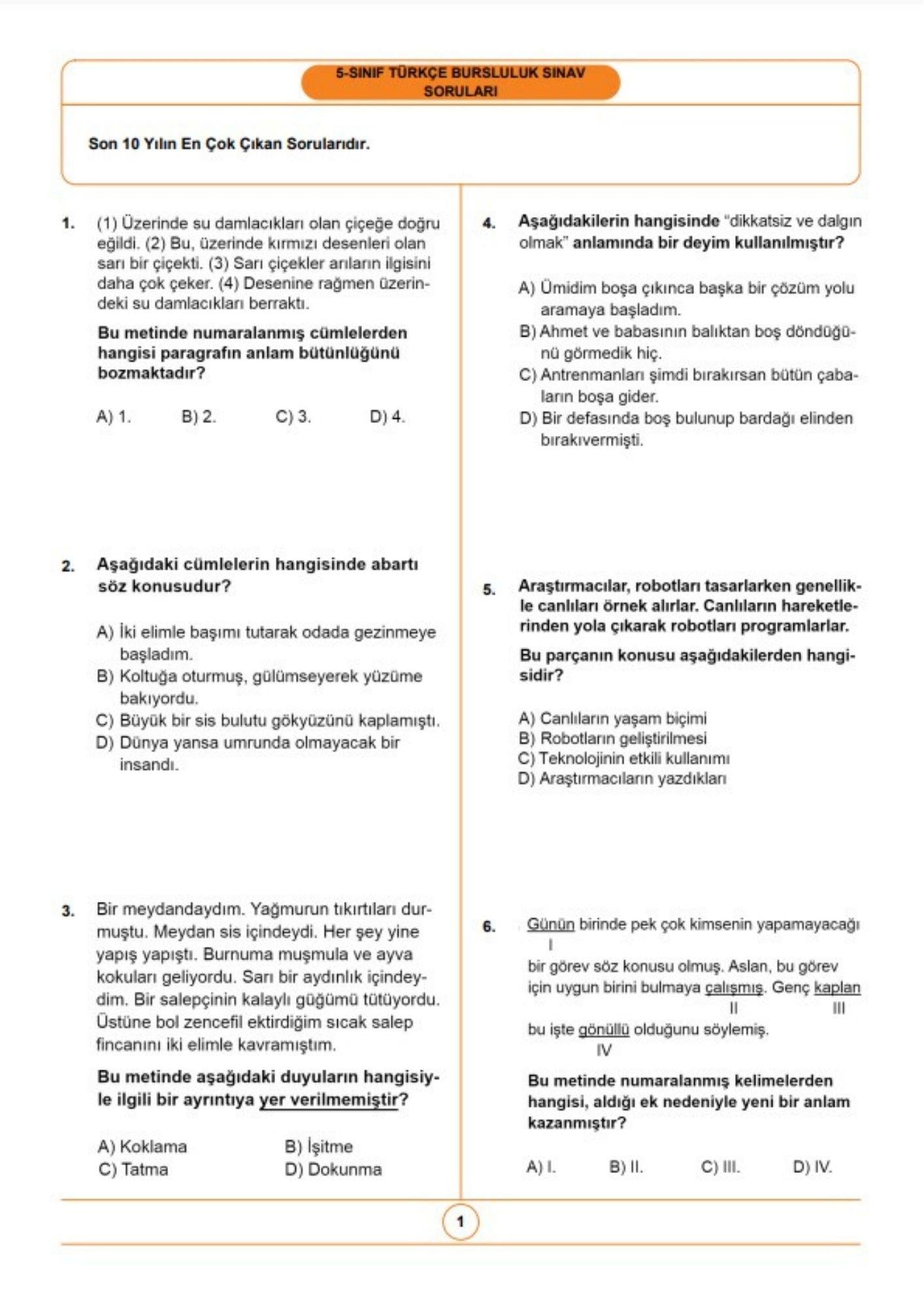 2024 5. Sınıf Bursluluk Sınav Seti (5 Fasikül Kitap)