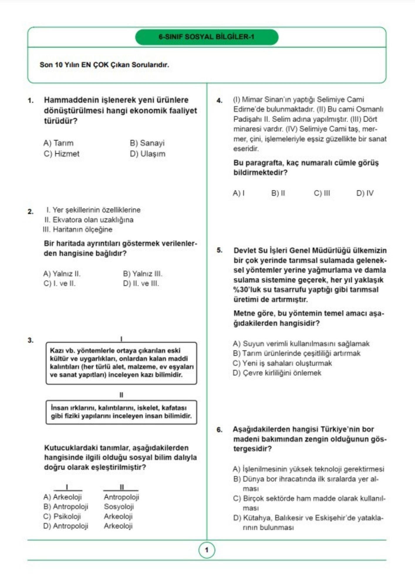 2024 6. Sınıf Bursluluk Sınav Seti (5 Fasikül Kitap)