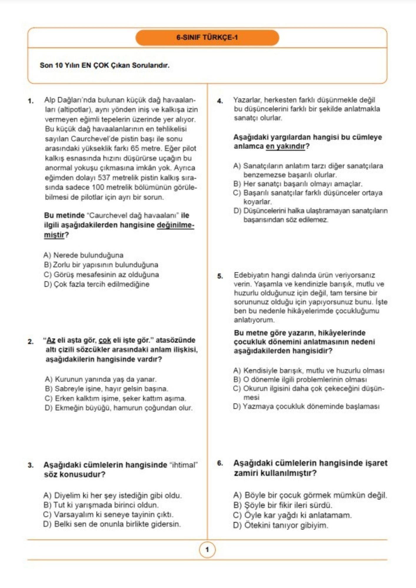 2024 6. Sınıf Bursluluk Sınav Seti (5 Fasikül Kitap)