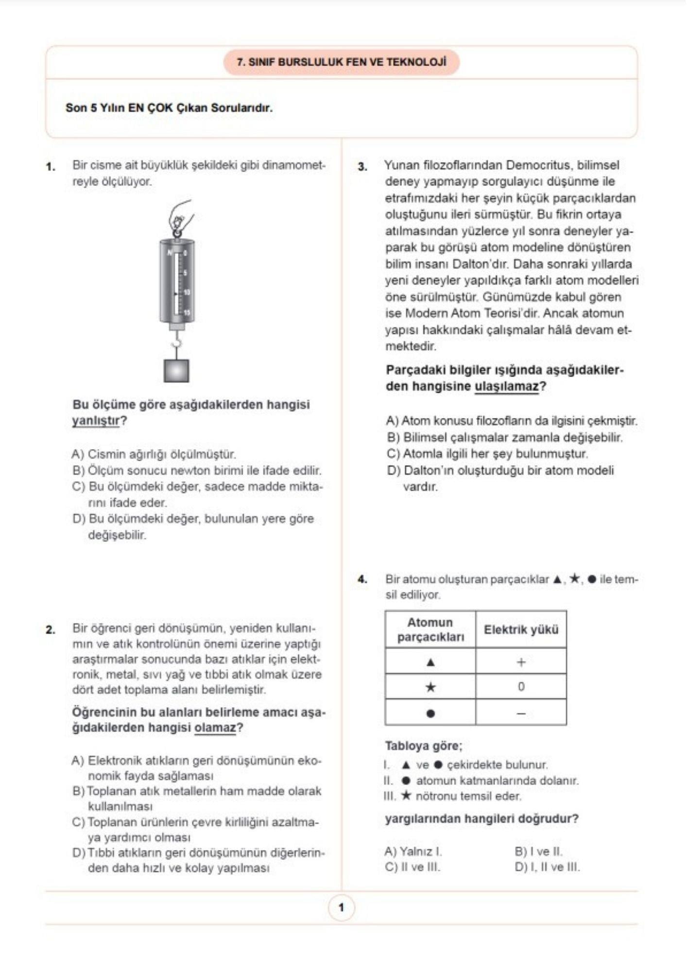2024 7. Sınıf Bursluluk Sınav Seti (5 Fasikül Kitap)