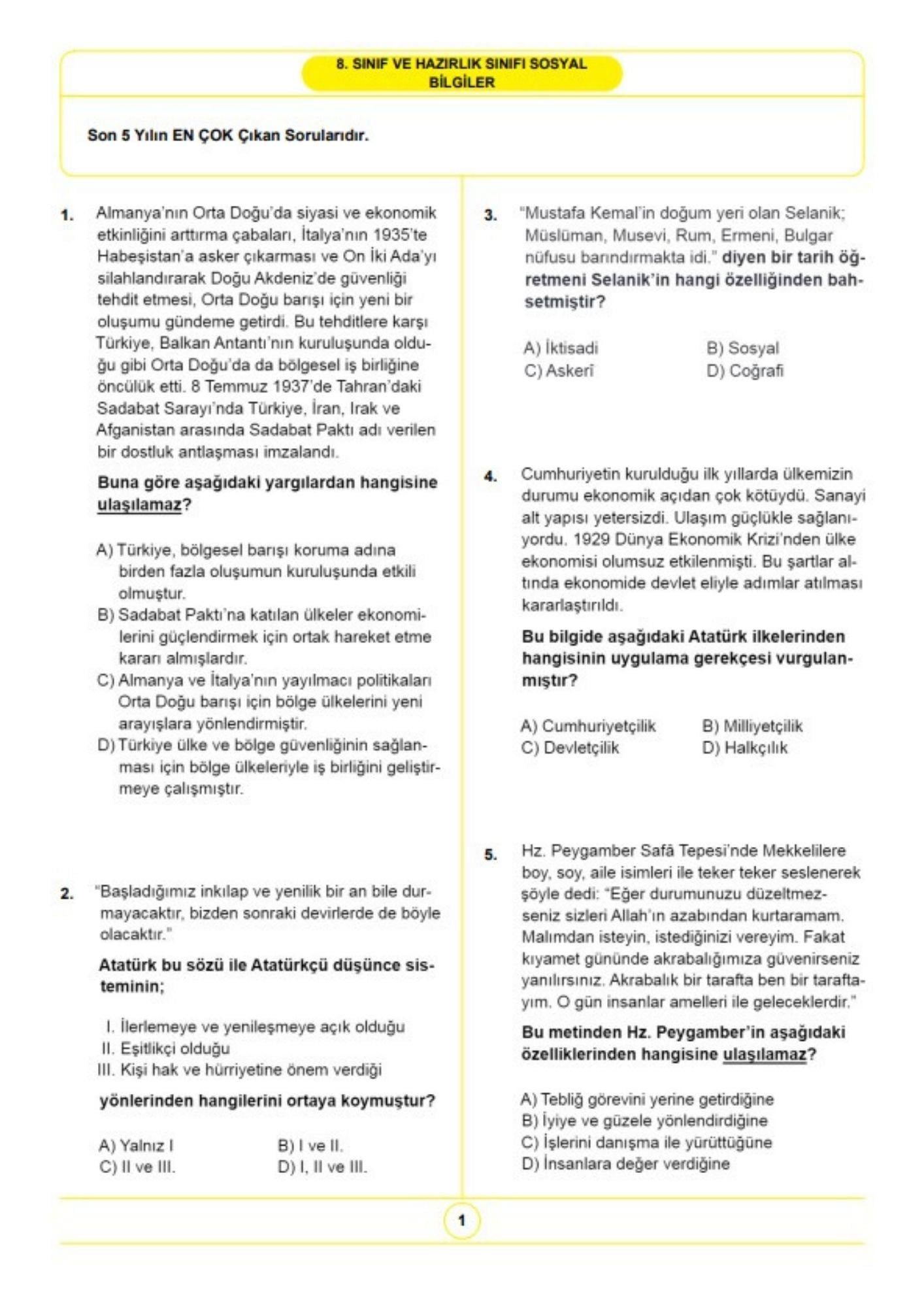 2024 8. Sınıf  ve Hazırlık Bursluluk Sınav Seti (5 Fasikül Kitap)